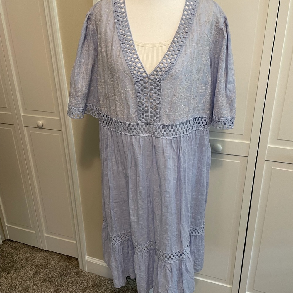 Sacred Threads Blue Puff Sleeve Midi Dress